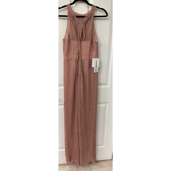Azazie UPStudio Brea Formal Rose Gold 309 NWT Maxi sleeveless halter A8 metallic - Picture 7 of 11